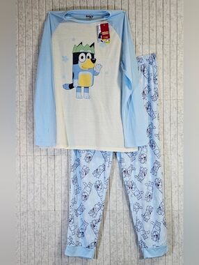 Bluey Pajama Set Mens Large Blue Cartoon Sleep Set Jammies Family Matching NWT